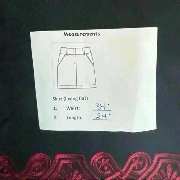 Ann Taylor Loft Women's Wool Pencil Skirt Black Red Embroidered Hem 14 - Picture 4 of 9